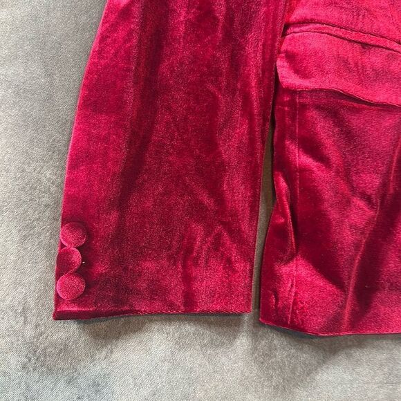 Women’s Red Velvet Double Breasted 2-Piece Pantsuit Peak Lapel Size L NWOT - Picture 14 of 15